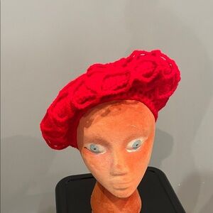 Elegant Red or white Knit Beret never worn